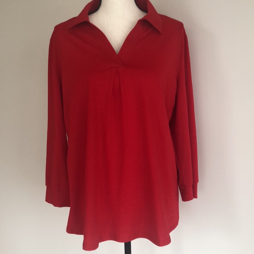 Red 3/4 sleeve Blouse, NWOT